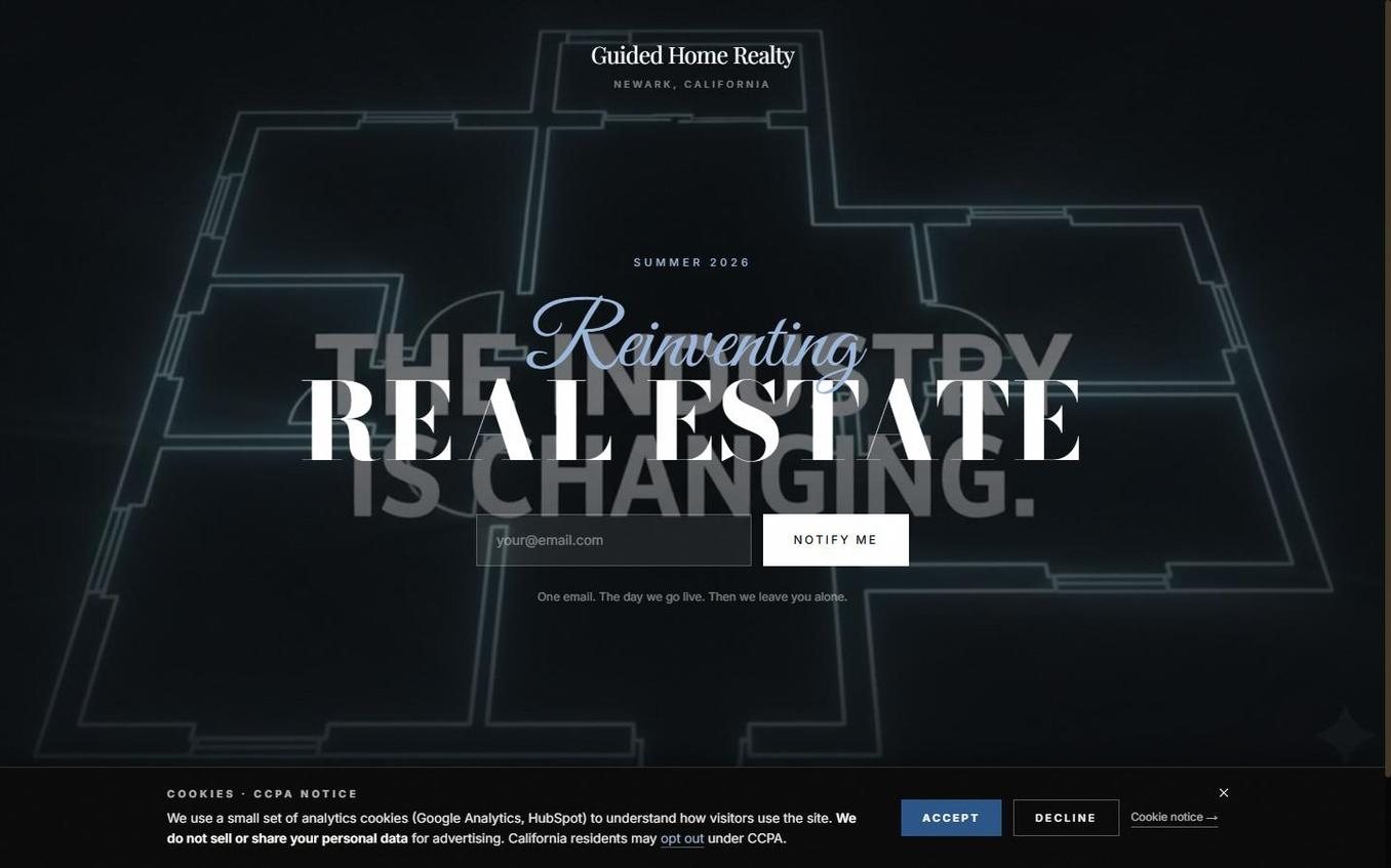 Screenshot of the Guided Home Realty coming-soon page